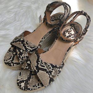 Snake print espadrille wedge sandals NWT
